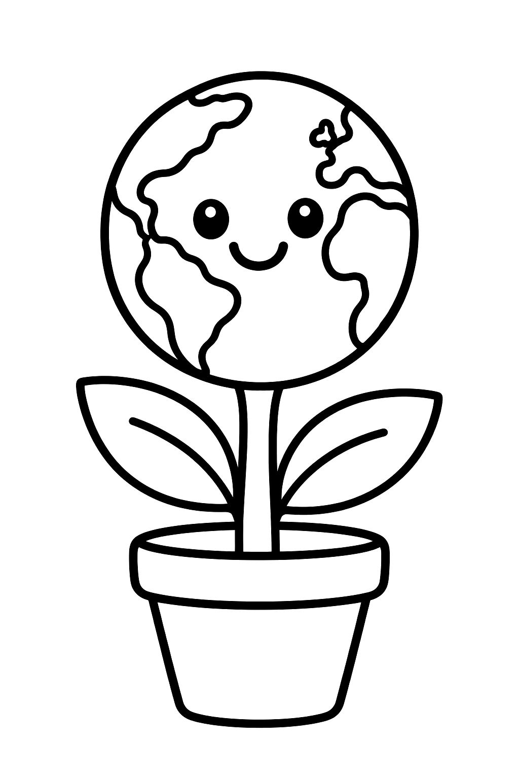 the Earth growing like a flower from a pot coloring page