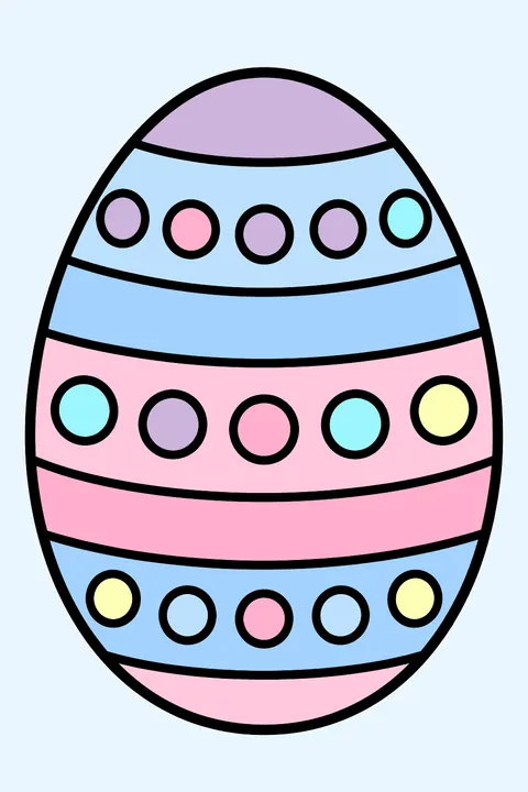 one big Easter egg with bold stripes and dots coloring page