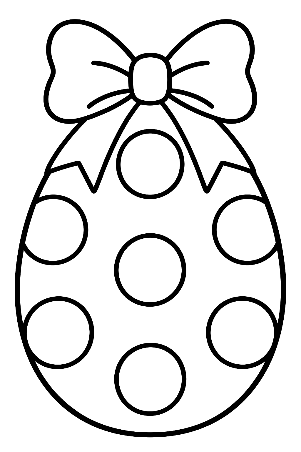 Easter egg with big polka dots and a ribbon bow coloring page