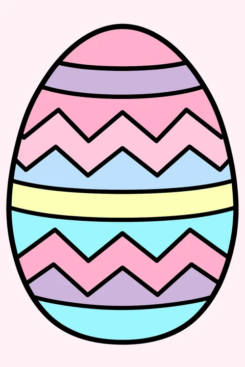 Big easter egg with wide zigzag and stripe bands coloring page