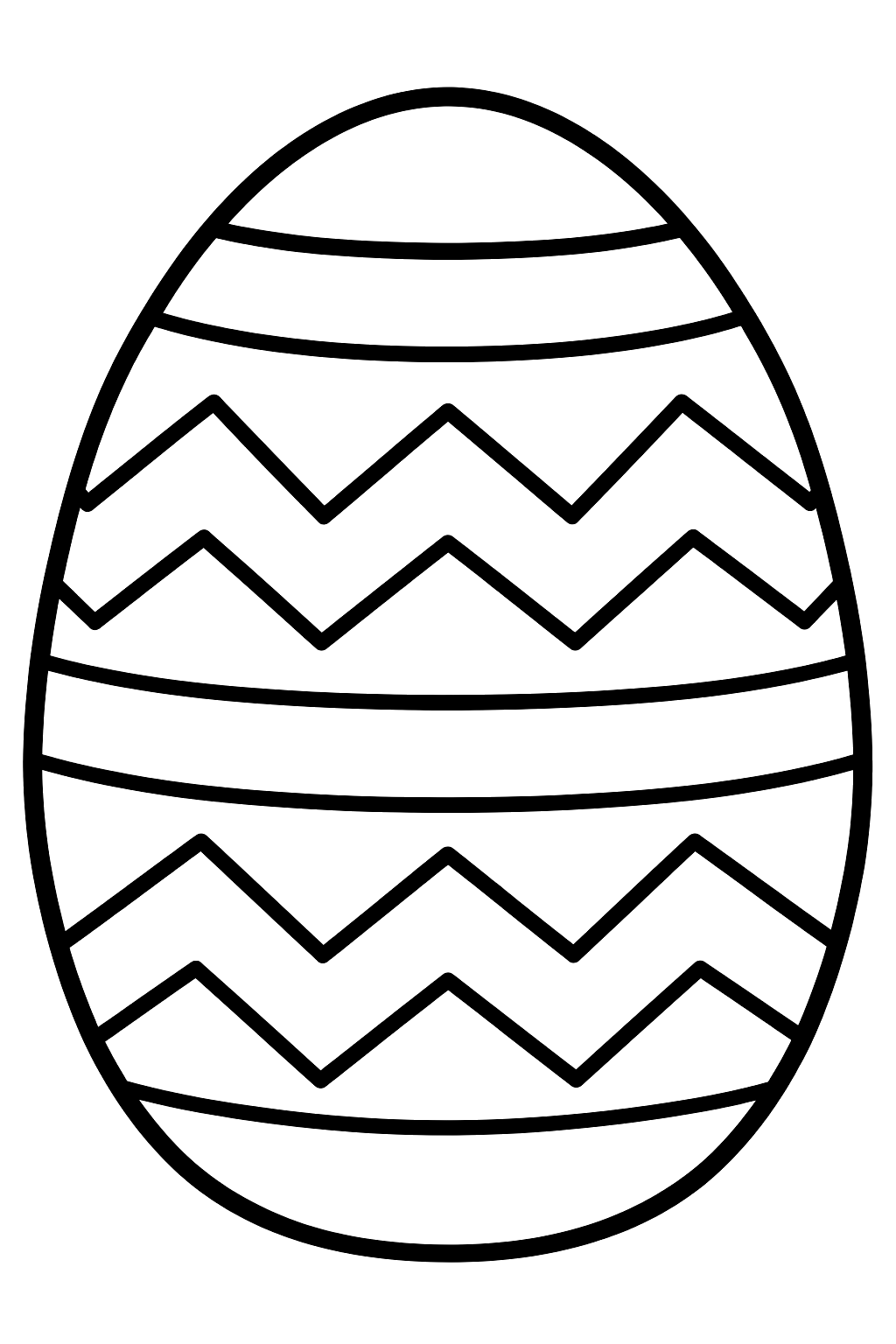 Big easter egg with wide zigzag and stripe bands coloring page