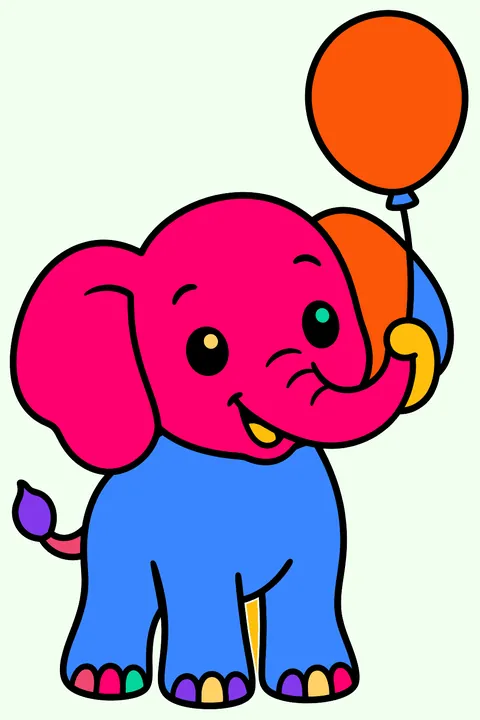 Elephant with a balloon coloring page