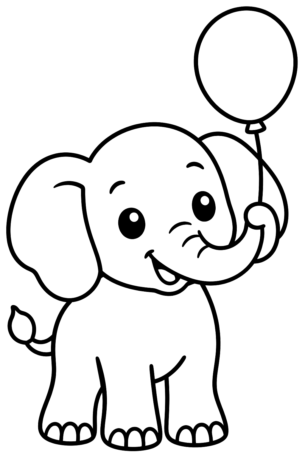 Elephant with a balloon coloring page