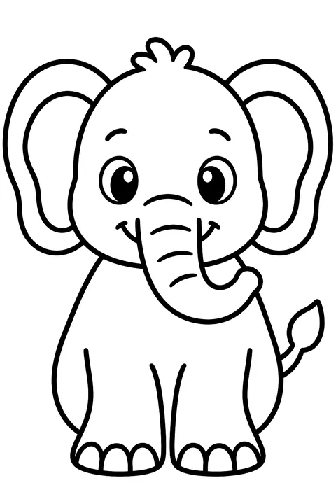 Simple cute elephant coloring page