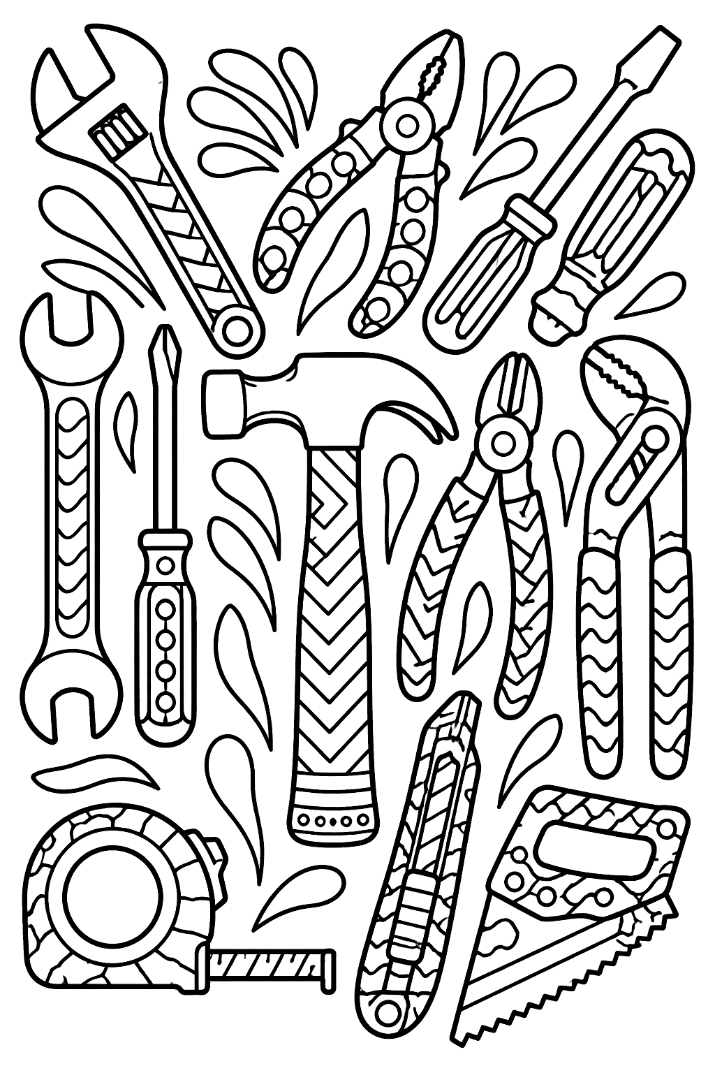 Tools Pattern coloring page