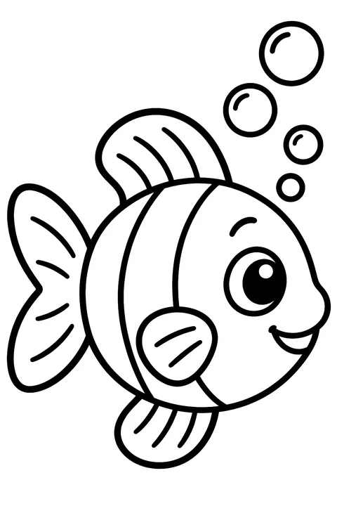 Fish with bubbles coloring page