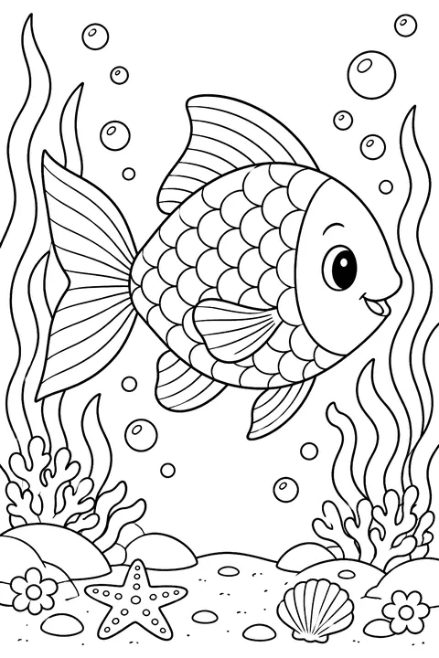 Fish with patterned scales coloring page