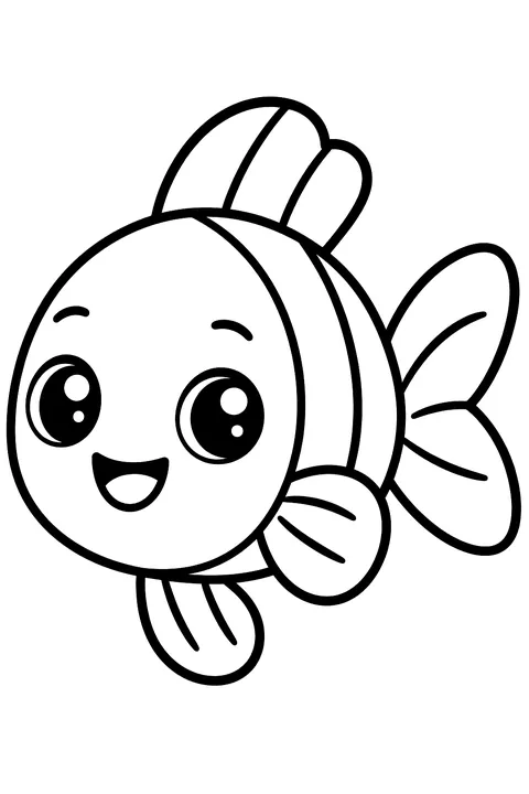 Kawaii fish coloring page