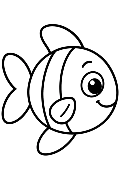 Simple cute fish coloring page