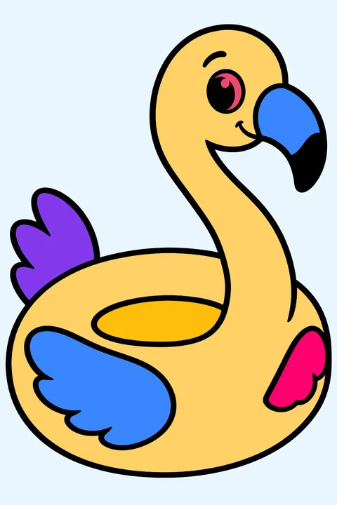 Flamingo pool float coloring page