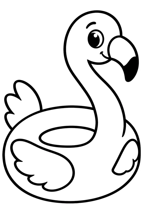 Flamingo pool float coloring page