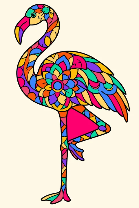 Flamingo filled with mandala patterns coloring page
