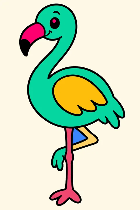 Flamingo standing on one leg coloring page