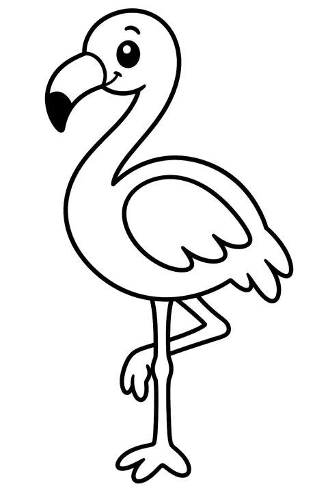 Flamingo standing on one leg coloring page