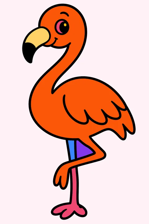 Simple cute flamingo coloring page