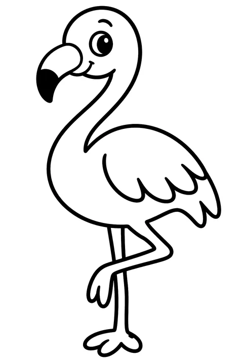 Simple cute flamingo coloring page