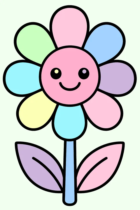 a single daisy with a smiling center coloring page