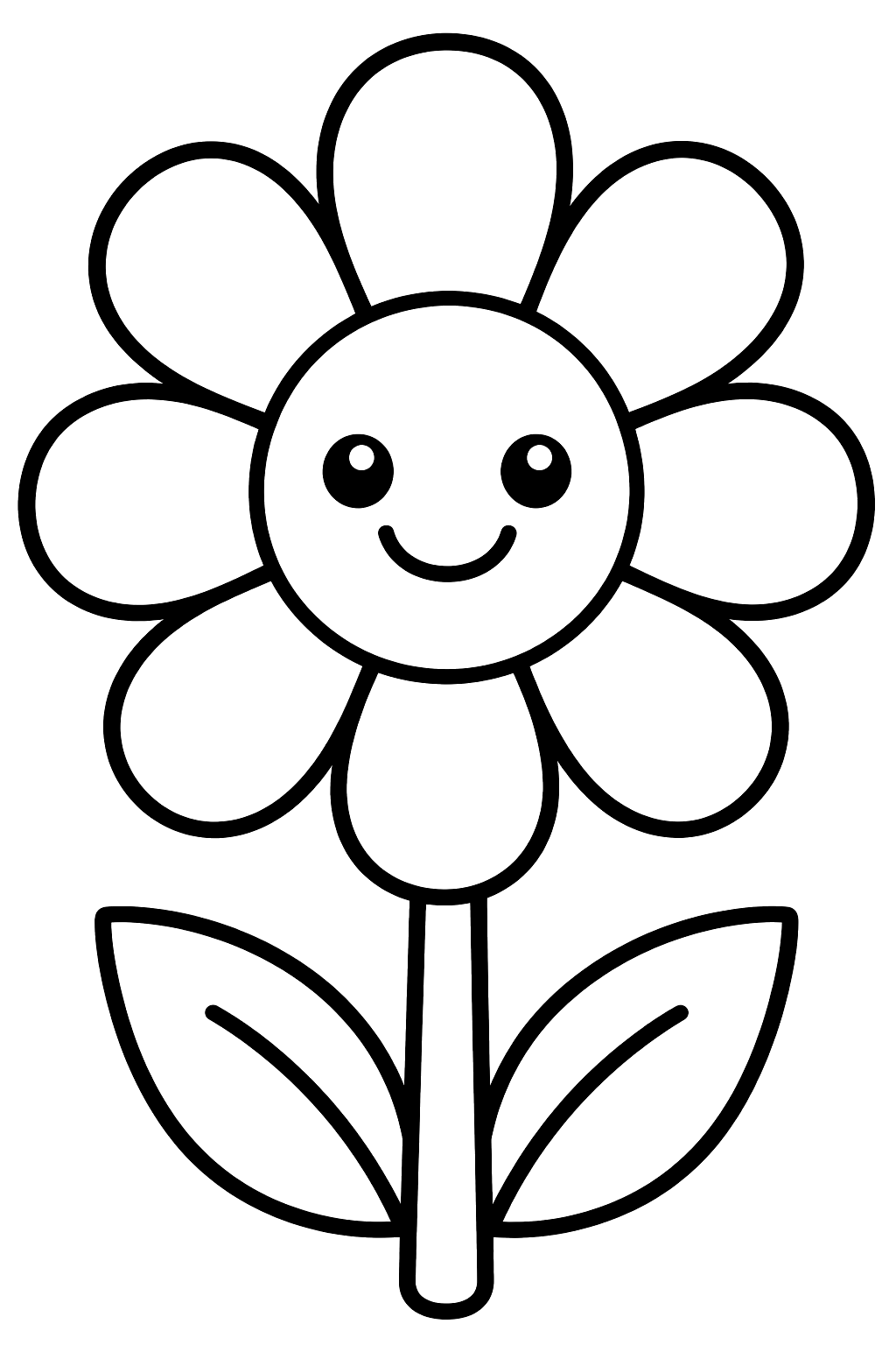 a single daisy with a smiling center coloring page