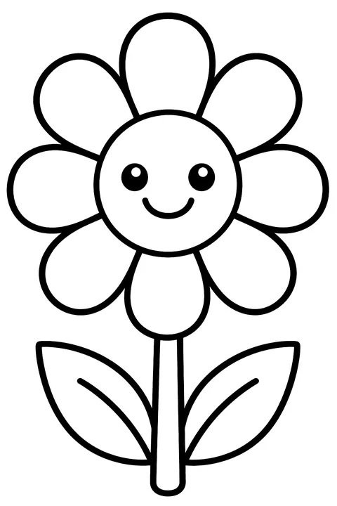 a single daisy with a smiling center coloring page