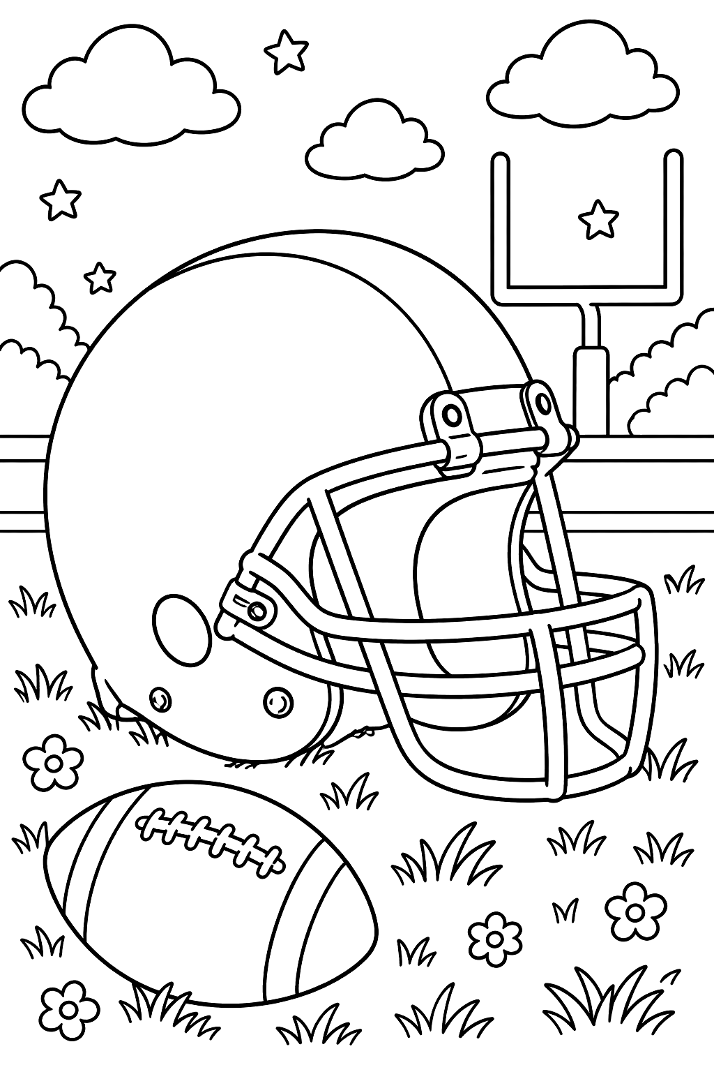 Football helmet with no logos coloring page