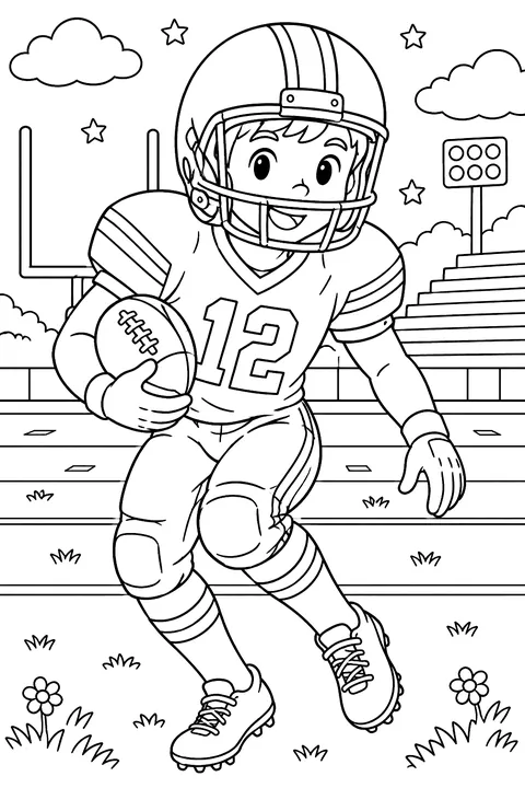 Football player in full gear coloring page