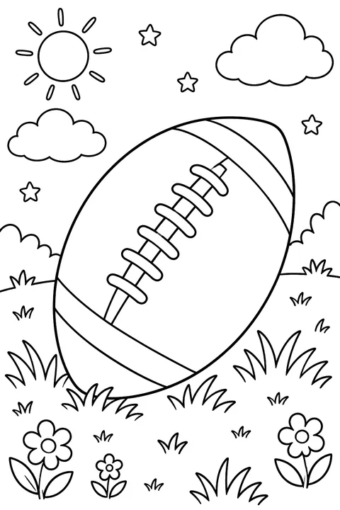 Simple an oval American football with laces (not a soccer ball) with laces, big and centered coloring page
