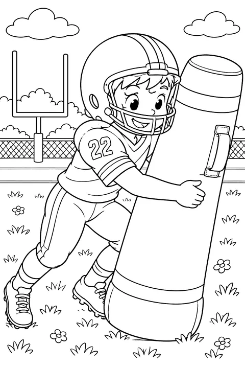 Tackling dummy practice coloring page