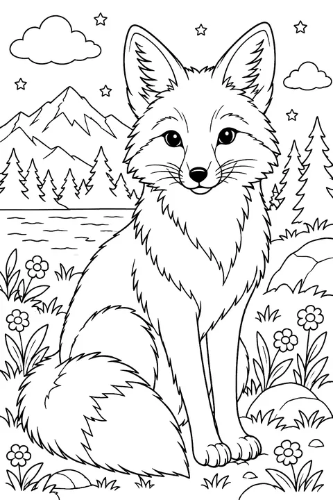 Red Fox Portrait coloring page