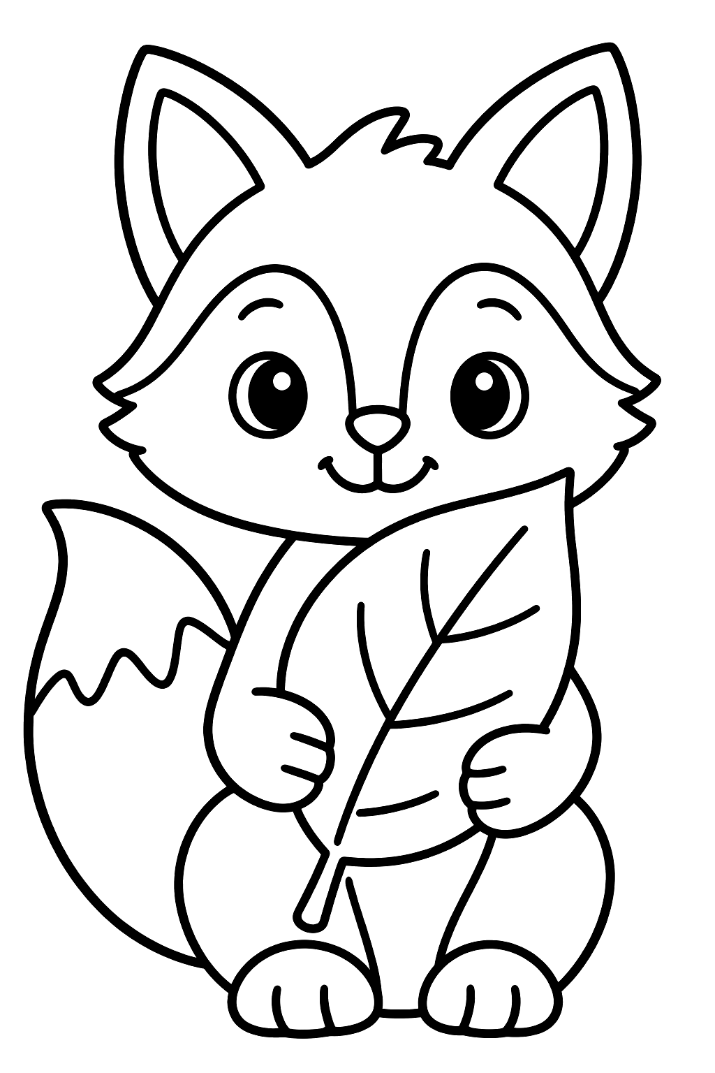Fox Holding a Leaf coloring page