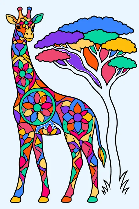 Mandala Giraffe coloring page
