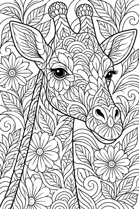 Patterned Giraffe coloring page