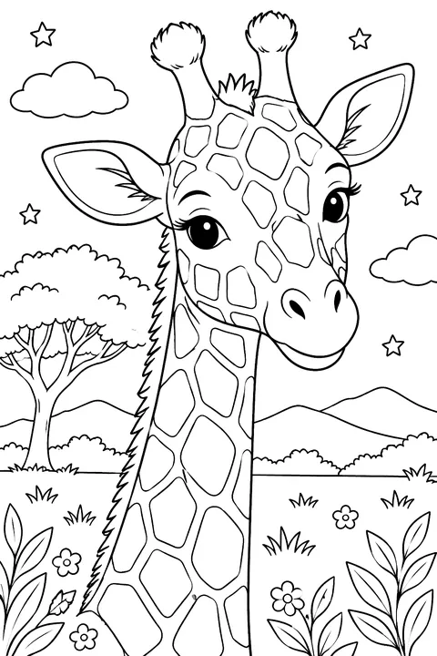 Giraffe Portrait coloring page