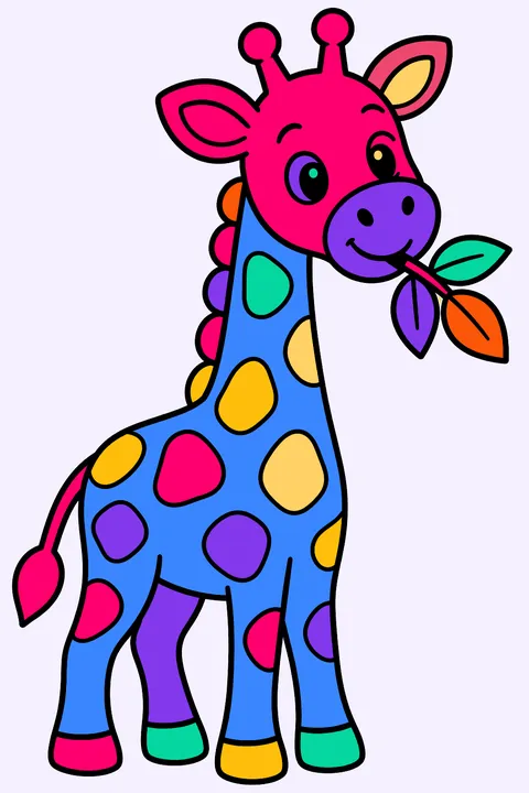 Giraffe Eating a Leaf coloring page