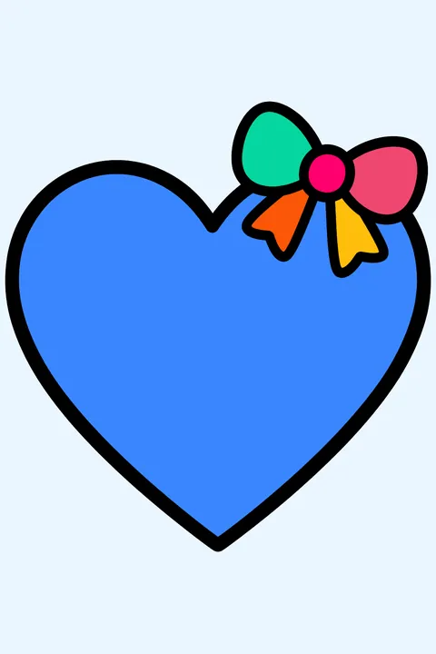 Big simple heart with a thick outline and a small bow coloring page