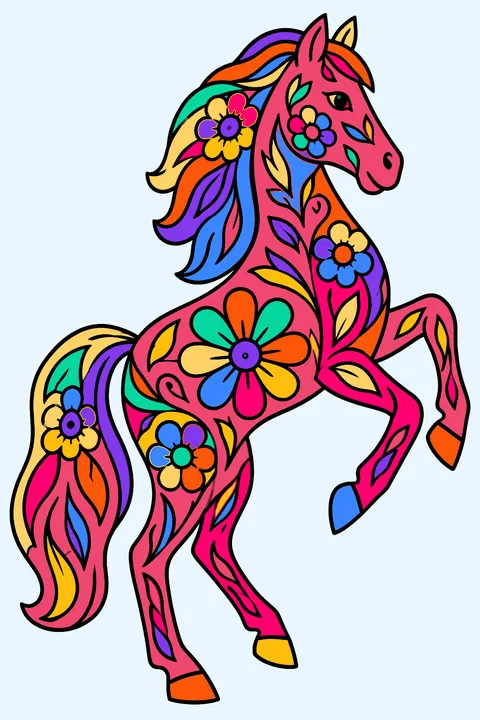 Folk Art Horse coloring page