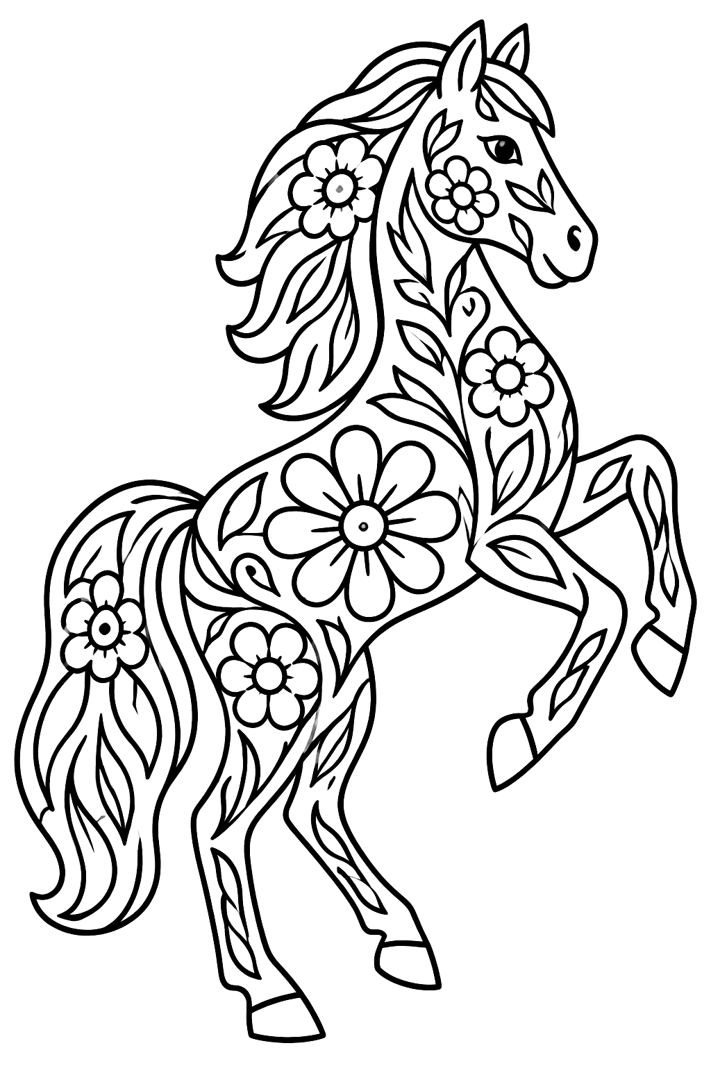 Folk Art Horse coloring page