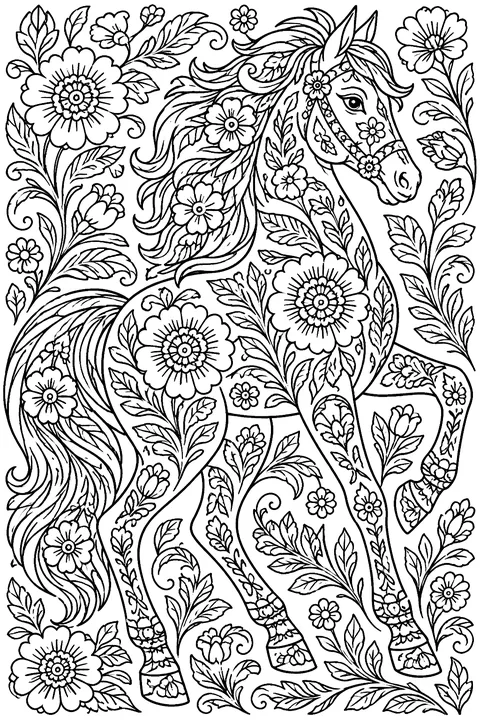 Folk Art Horse coloring page