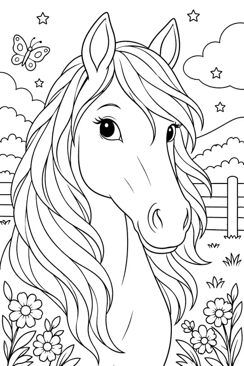 Horse Portrait coloring page