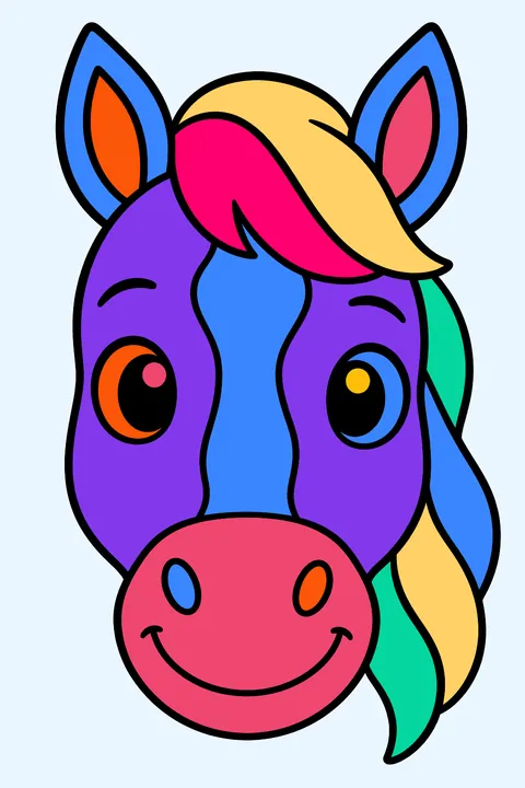 Friendly Horse Head coloring page