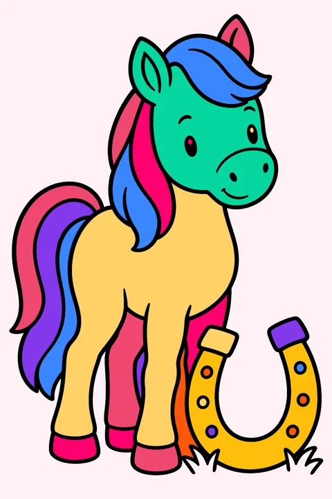 Pony With a Horseshoe coloring page