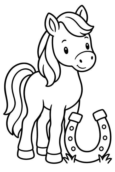 Pony With a Horseshoe coloring page