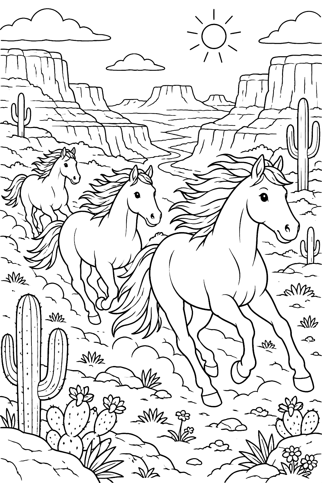 Wild Mustangs coloring page