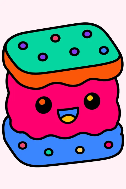 a cute ice cream sandwich with a happy face coloring page