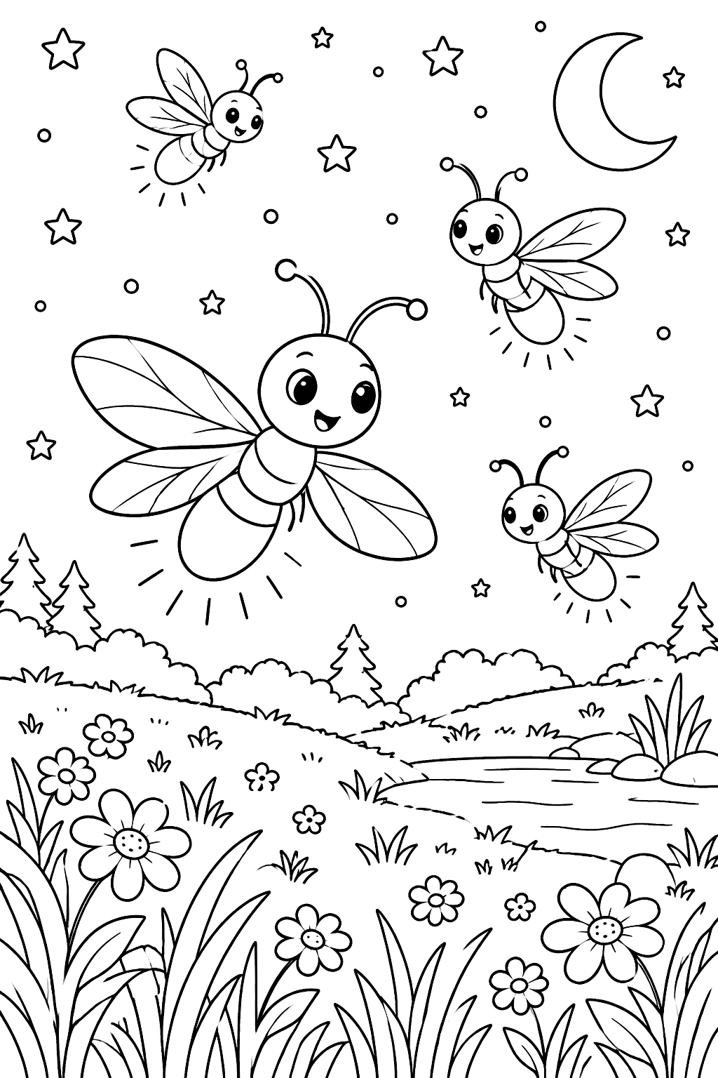Firefly Night coloring page