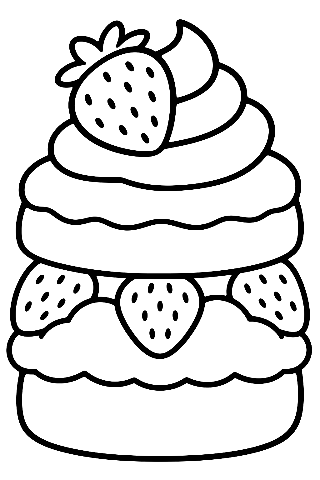 A strawberry shortcake with whipped cream coloring page