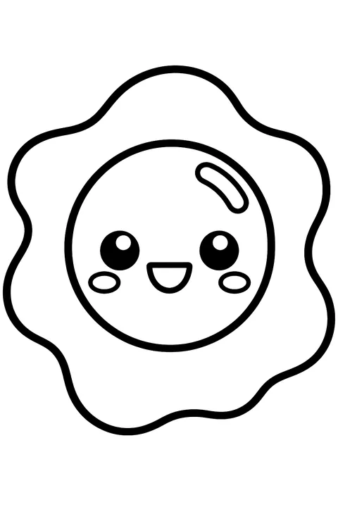 a kawaii fried egg coloring page