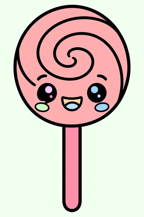 a kawaii lollipop coloring page
