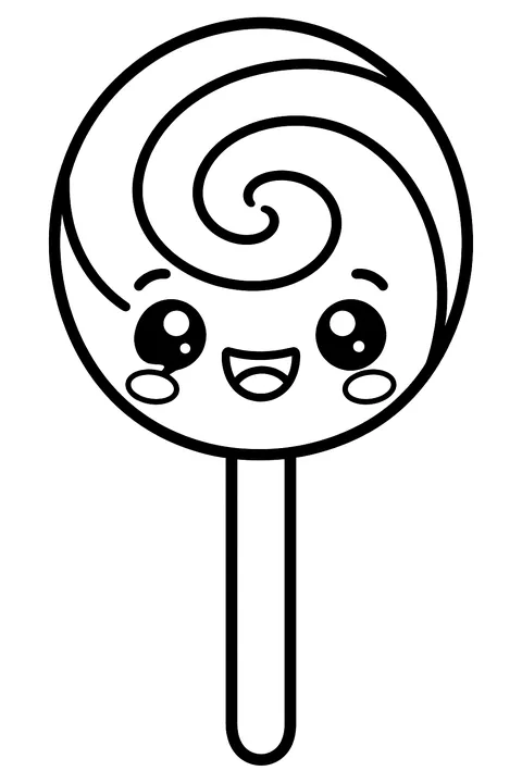 a kawaii lollipop coloring page