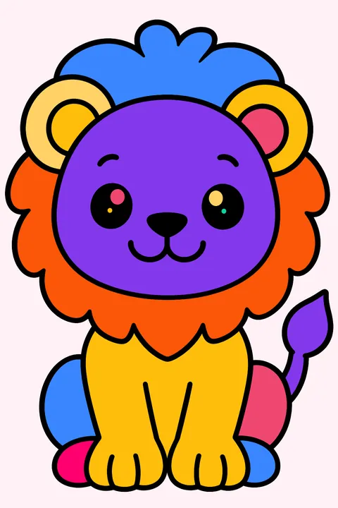 Kawaii lion coloring page