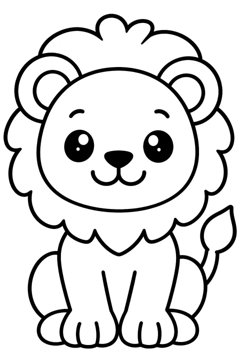 Kawaii lion coloring page